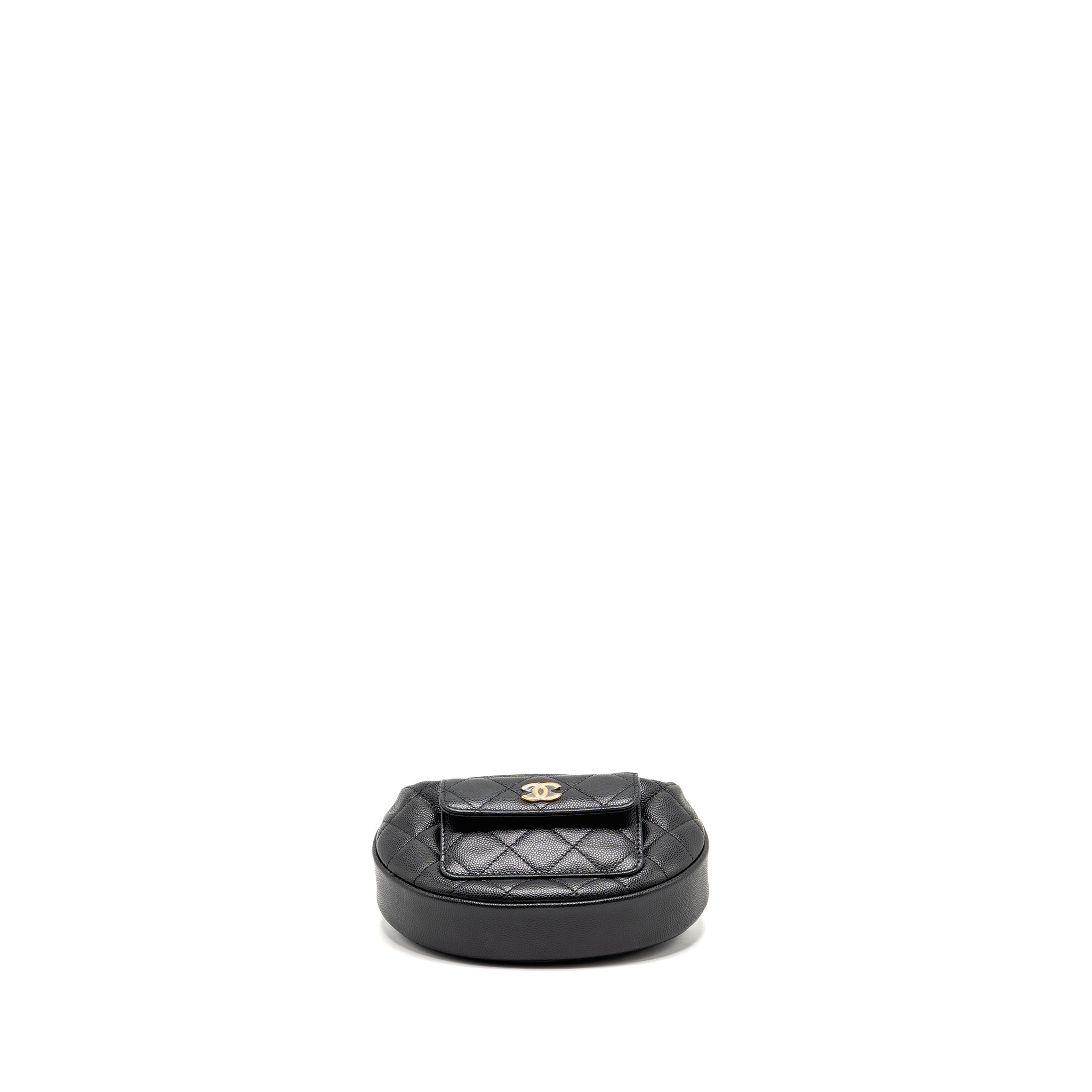 CHANEL 23B ROUND CLUTCH CAVIAR BLACK LGHW (MICROCHIP)