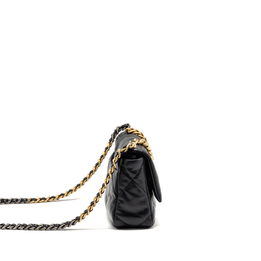 CHANEL SMALL 19 BAG GOATSKIN BLACK MULTICOLOUR HARDWARE