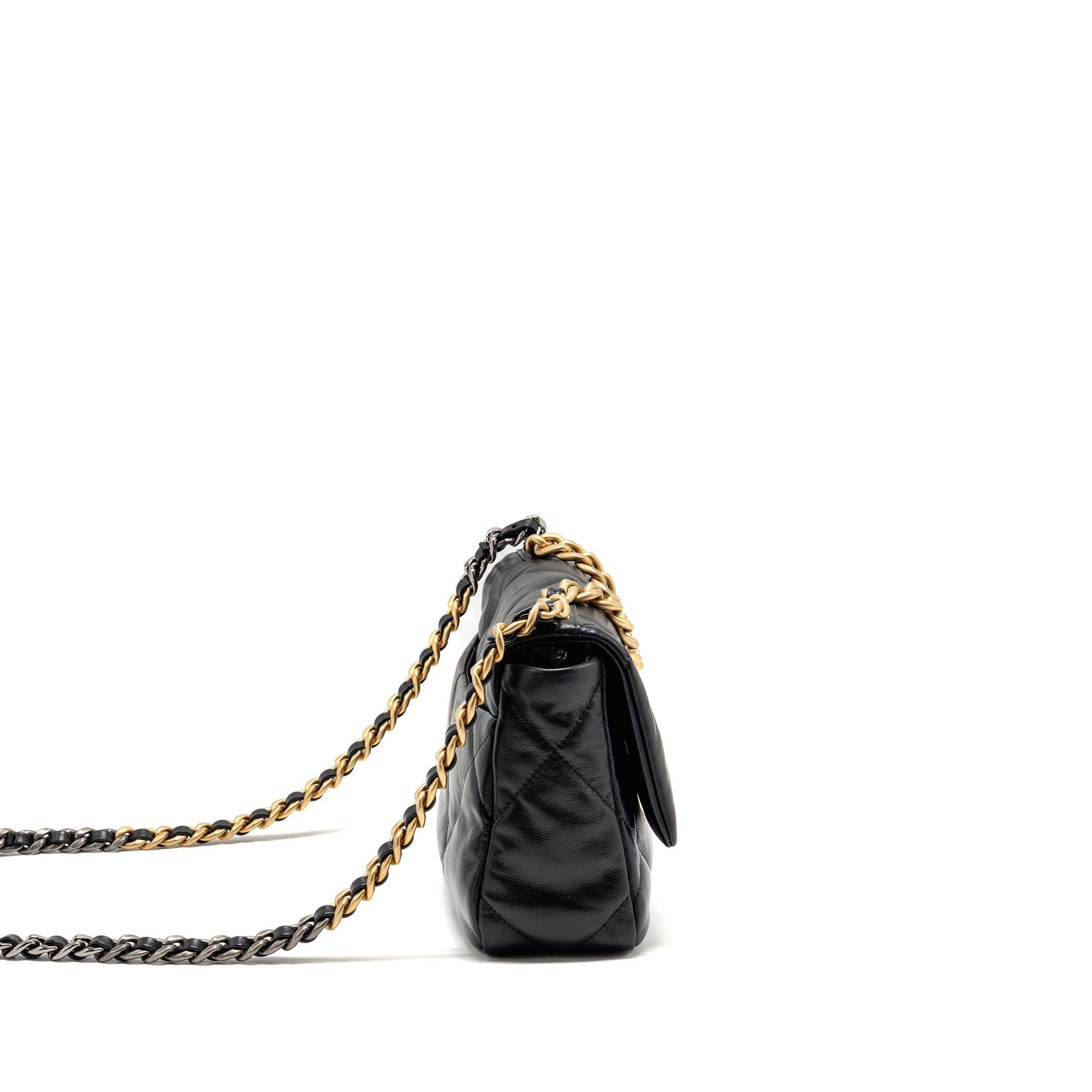 CHANEL SMALL 19 BAG GOATSKIN BLACK MULTICOLOUR HARDWARE