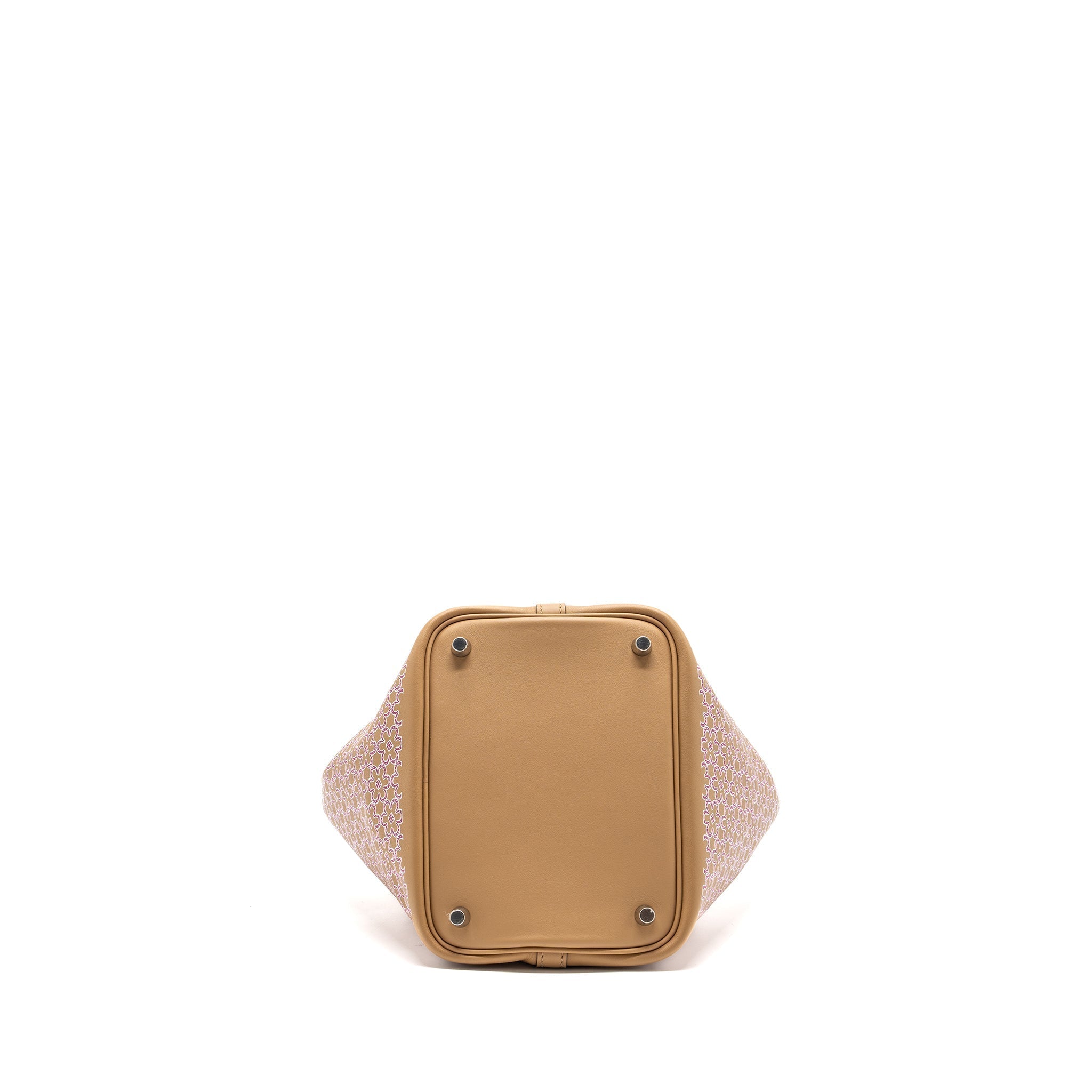 HERMES PICOTIN 18 LUCKY DAISY LOCK BAG SWIFT CHAI-ROSE-BLANC / ROSE SHW