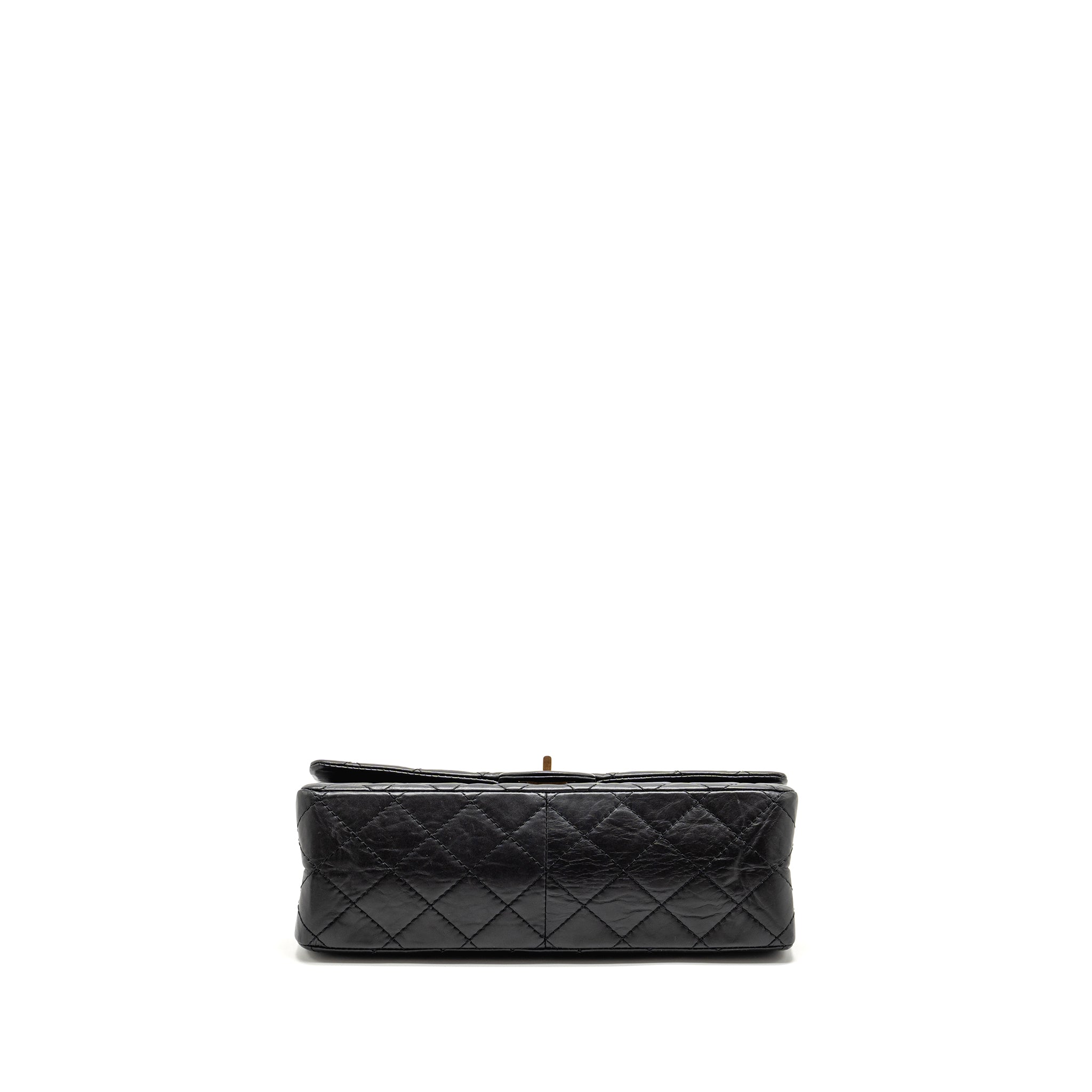 CHANEL LARGE 2.55 226 REISSUE DOUBLE FLAP BAG AGED CALFSKIN BLACK GHW