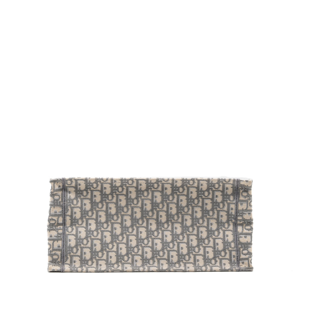 DIOR MEIDUM BOOK TOTE DIOR OBLIQUE EMBROIDERY CANVAS ECRU/GREY
