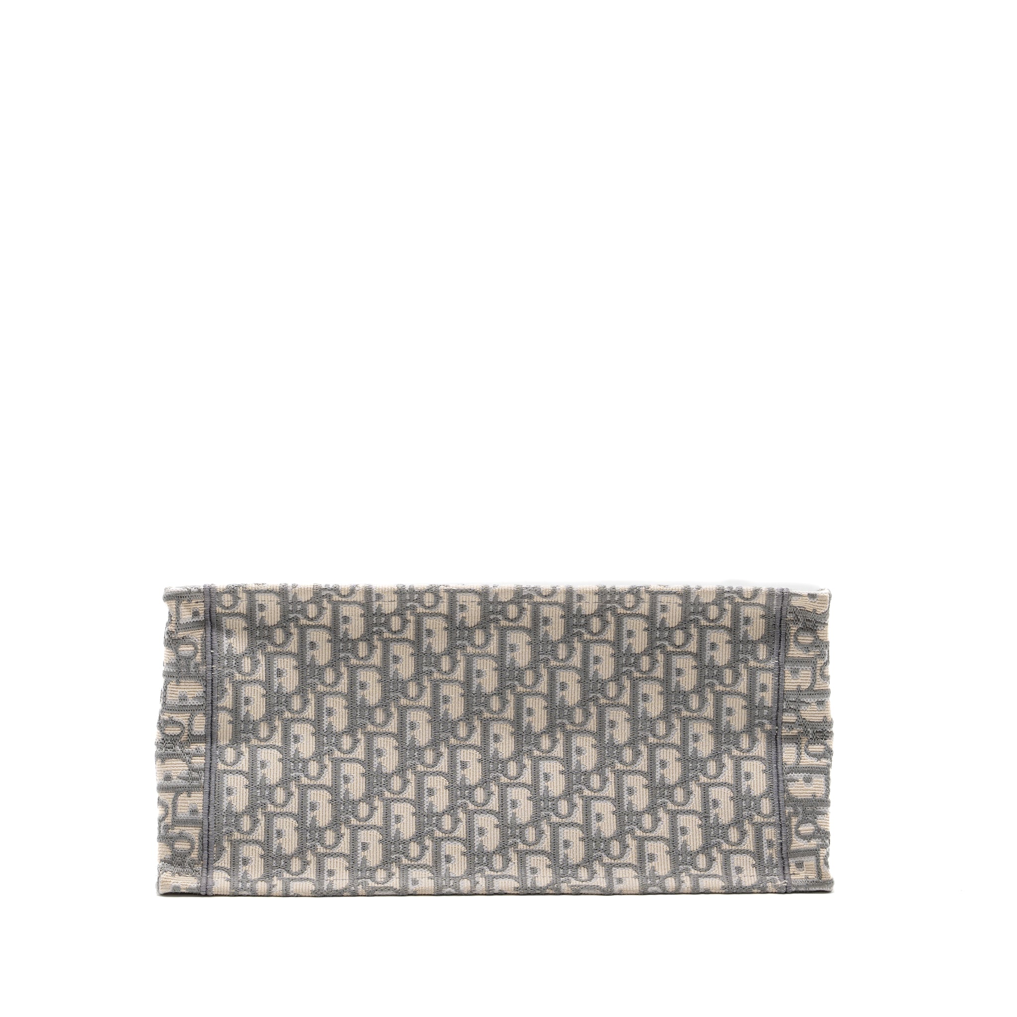 DIOR MEIDUM BOOK TOTE DIOR OBLIQUE EMBROIDERY CANVAS ECRU/GREY