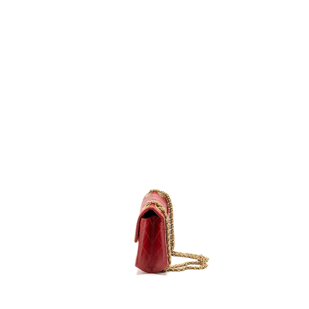 CHANEL MINI 2.55 REISSUE FLAP BAG AGED CALFSKIN RED GHW