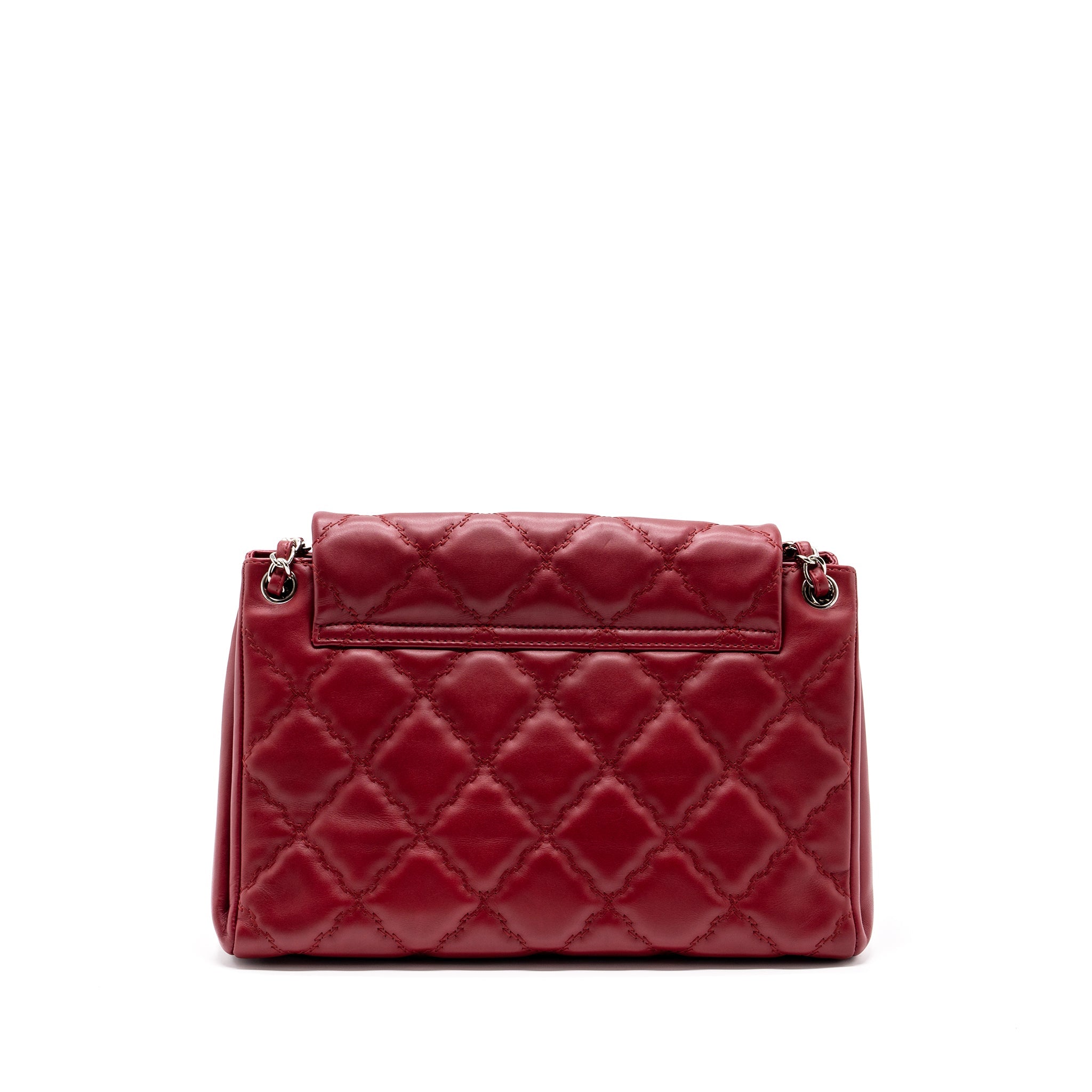 CHANEL HAMPTON TOTE BAG CALFSKIN RED SHW