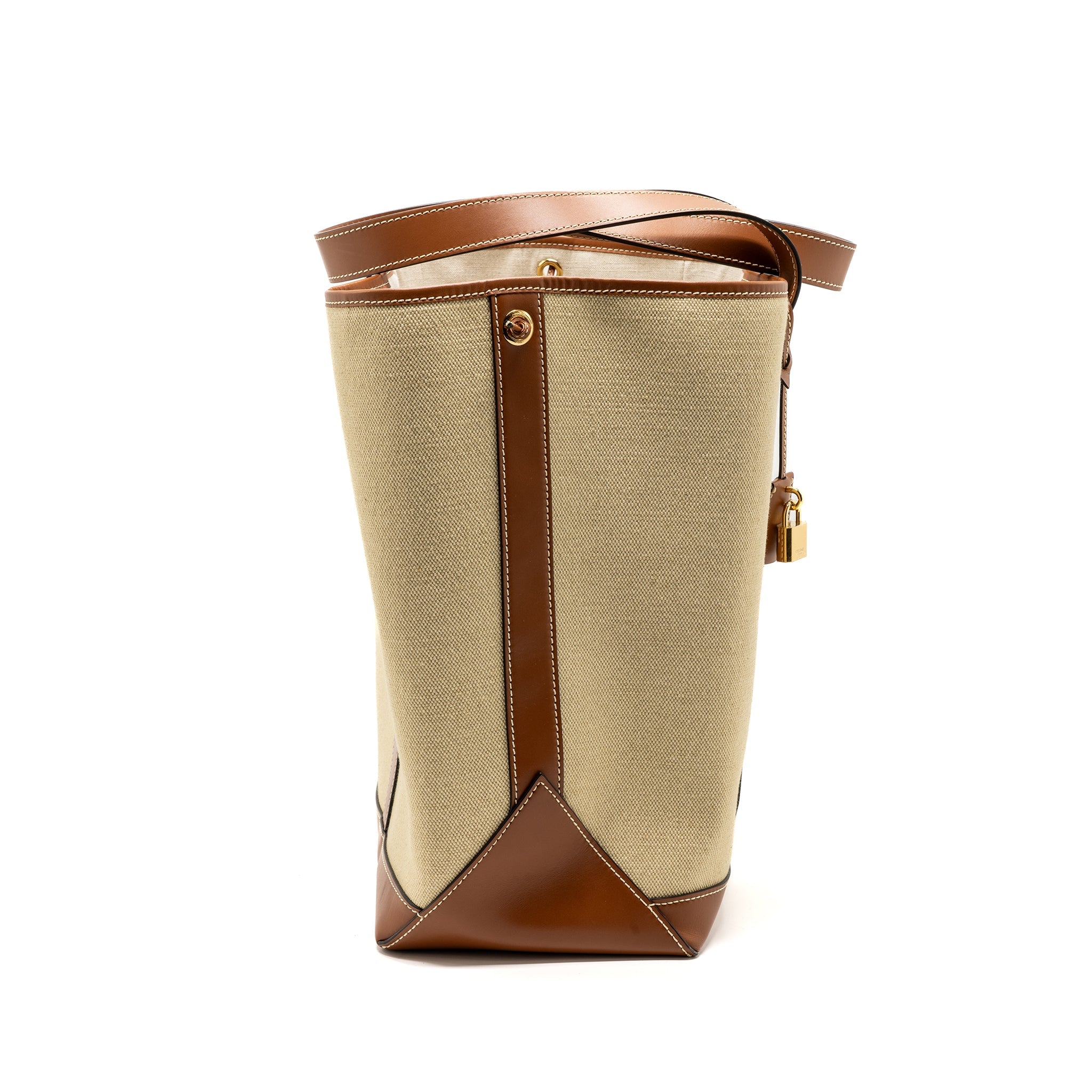 CELINE CABAS MARIN CANVAS / CALFSKIN NATURAL / TAN / MULTICOLOUR GHW