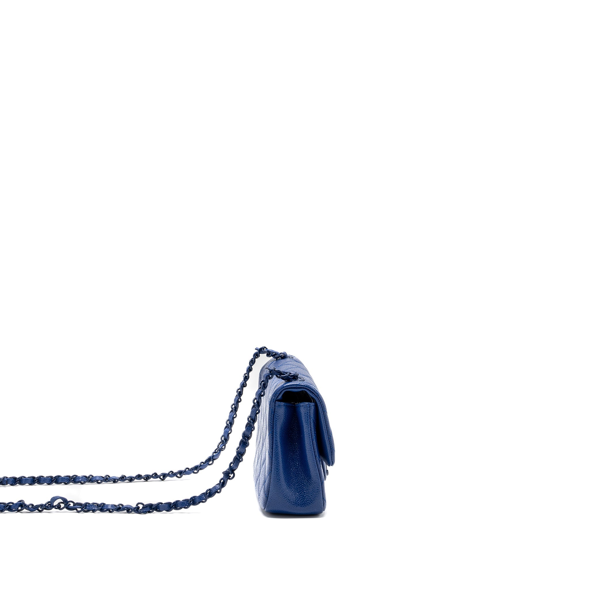 CHANEL SQUARE FLAP BAG CAVIAR BLUE WITH BLUE HARDWARE