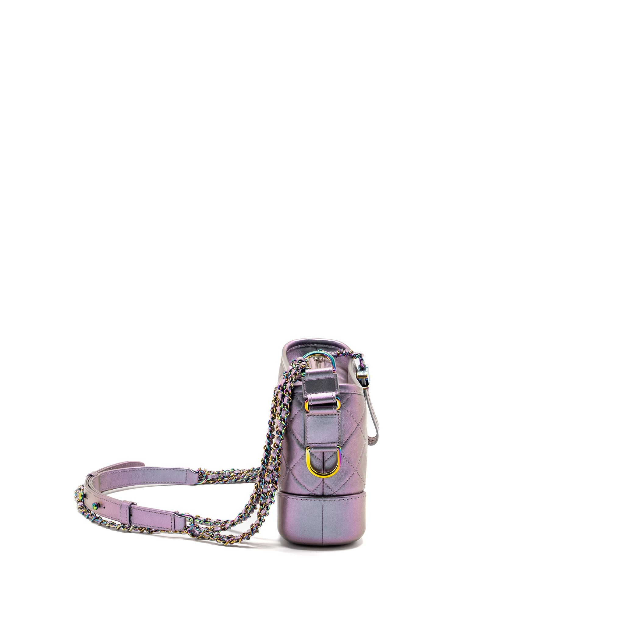 CHANEL SMALL GABRIELLE HOBO BAG CALFSKIN / LAMBSKIN IRIDESCENT LIGHT PURPLE MULTICOLOUR HARDWARE