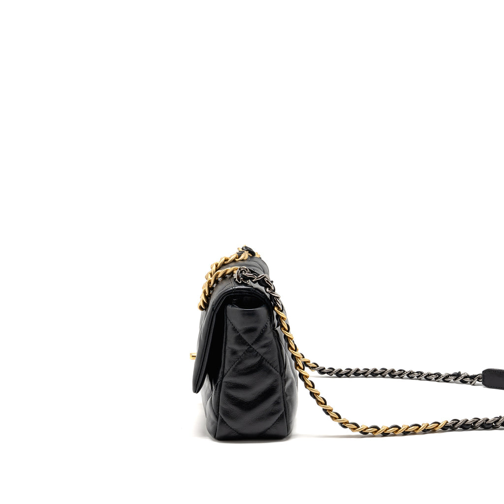 CHANEL SMALL 19 BAG GOATSKIN BLACK MULTICOLOUR HARDWARE