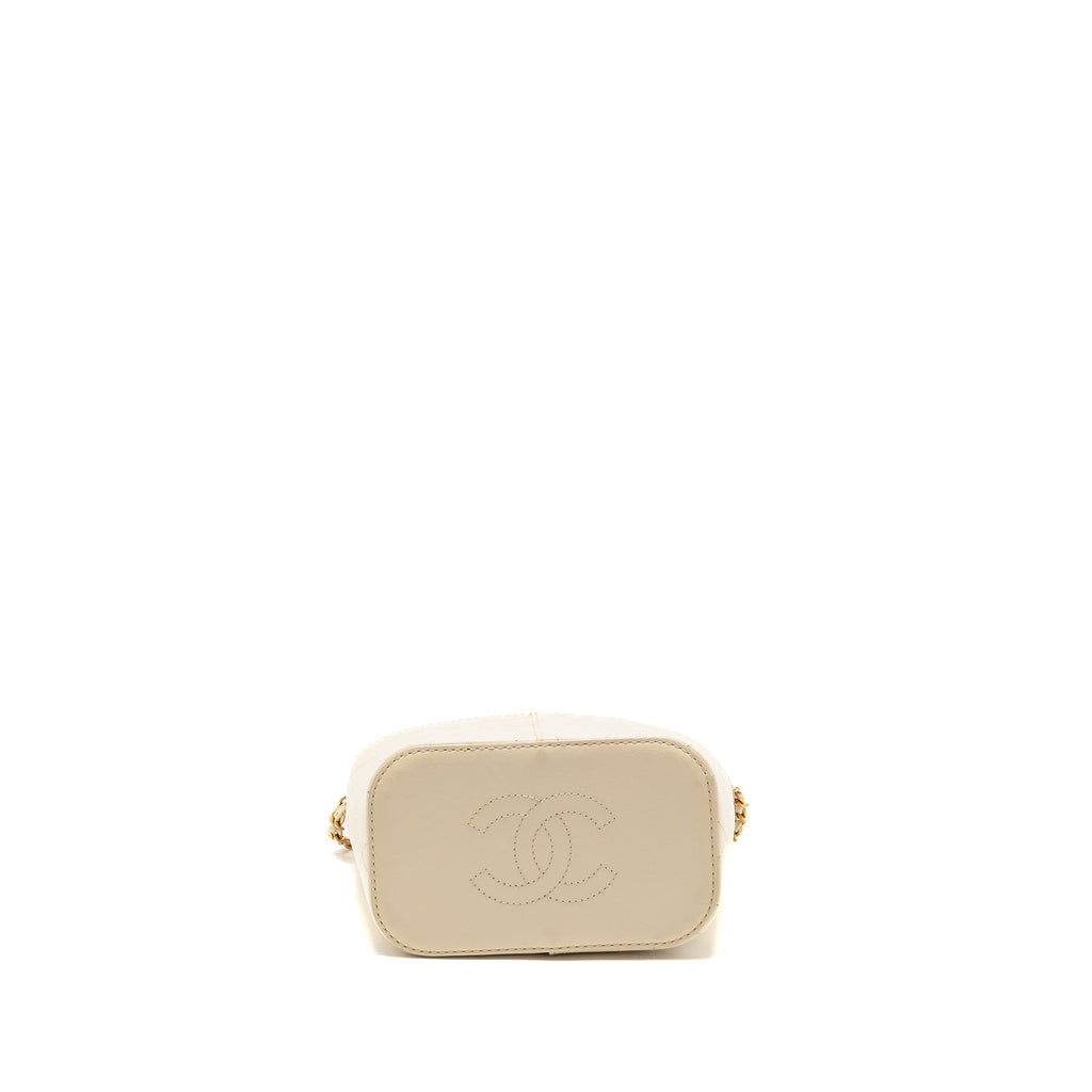 CHANEL BUCKET BAG LAMBSKIN CREAMY WHITE GHW