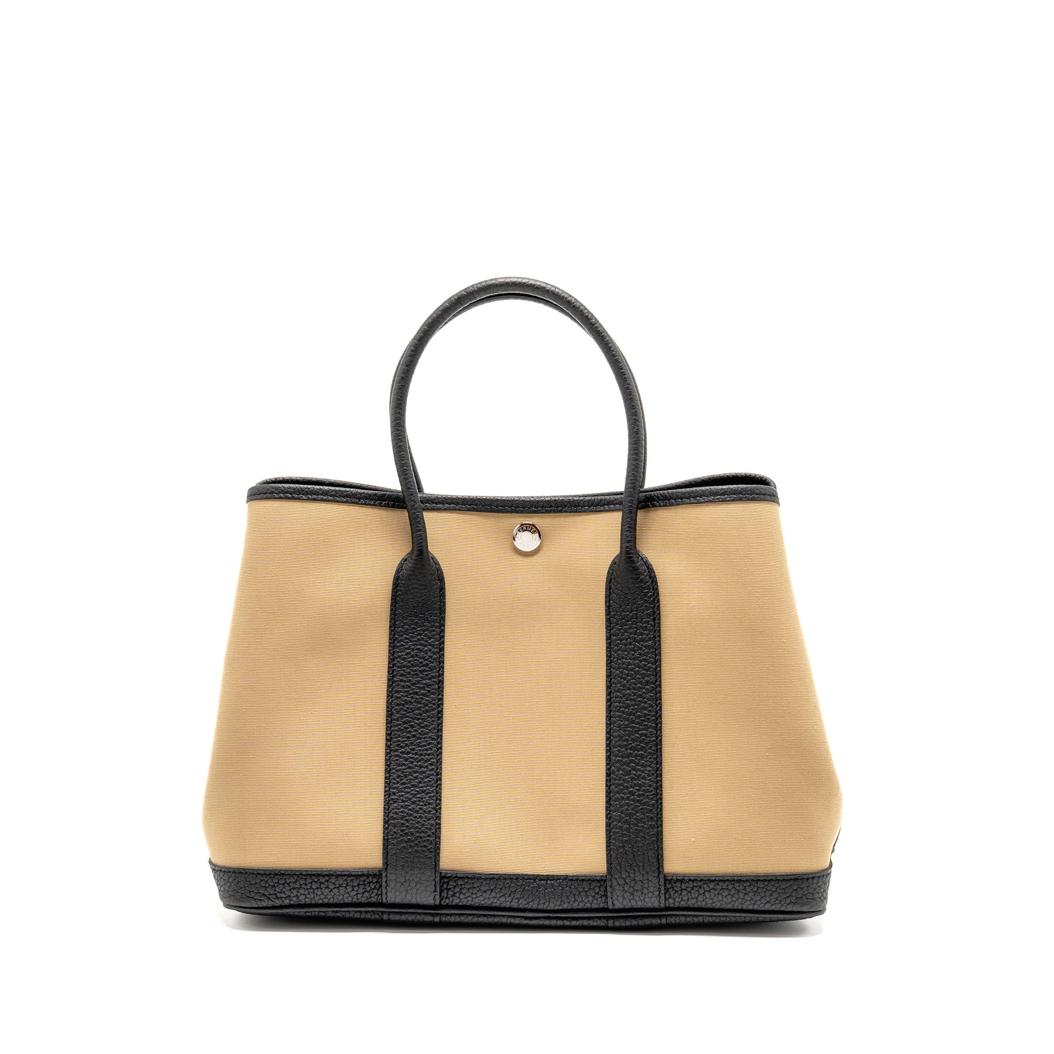 HERMES GARDEN PARTY 30 CANVAS/NEGONDA LEATHER TRENCH/BLACK SHW