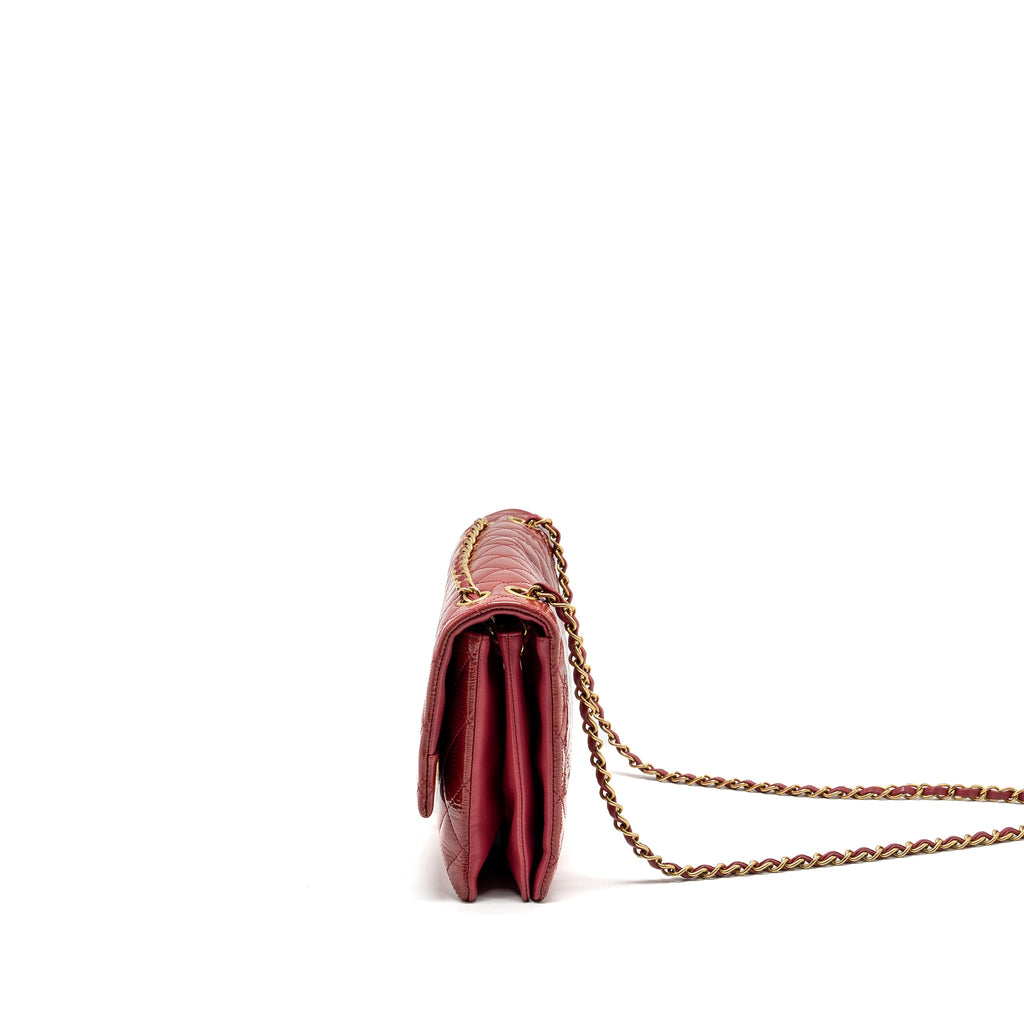 CHANEL SEASONAL FLAP BAG PATENT GOATSKIN/LAMBSKIN RED GHW