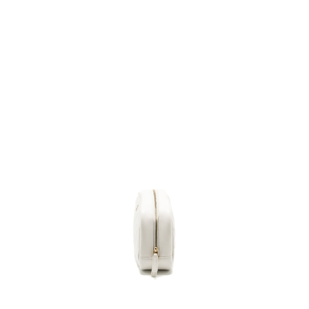 CHANEL TIMELESS CLASSIC POUCH GRAINED CALFSKIN WHITE LGHW (MICROCHIP)