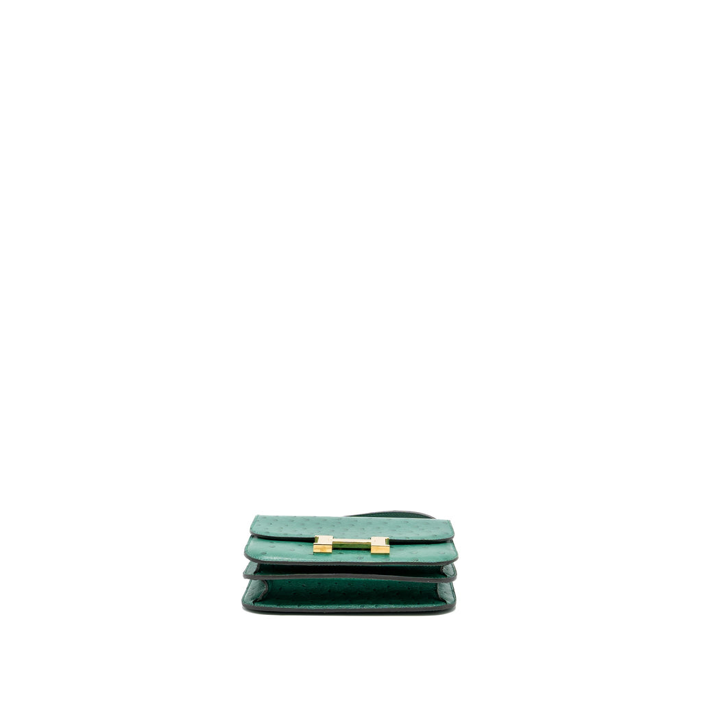 HERMES MINI CONSTANCE OSTRICH VERT VERTIGO GHW