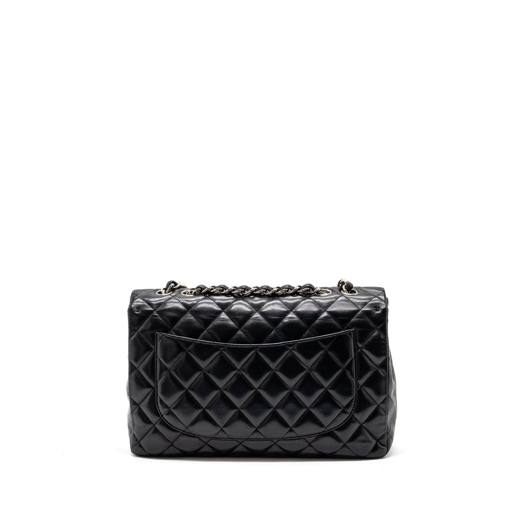 CHANEL CLASSIC JUMBO SINGLE FLAP BAG LAMBSKIN BLACK SHW