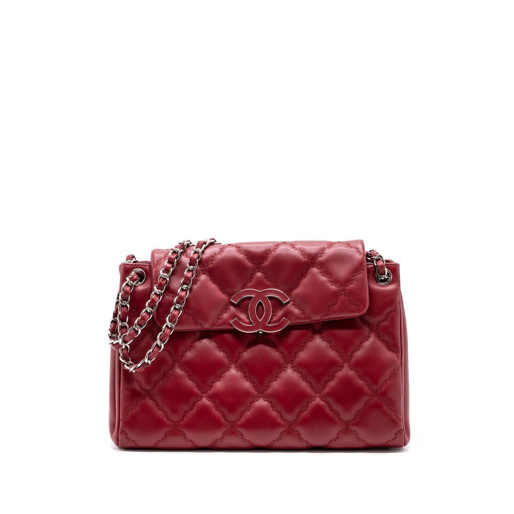 CHANEL HAMPTON TOTE BAG CALFSKIN RED SHW