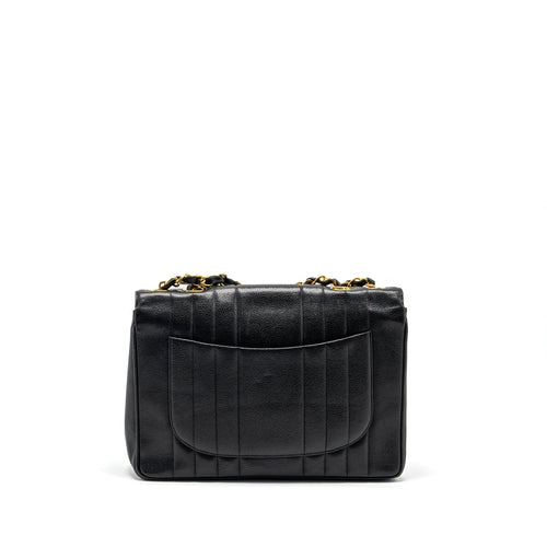 CHANEL VINTAGE VERTICAL JUMBO FLAP BAG CAVIAR BLACK GHW