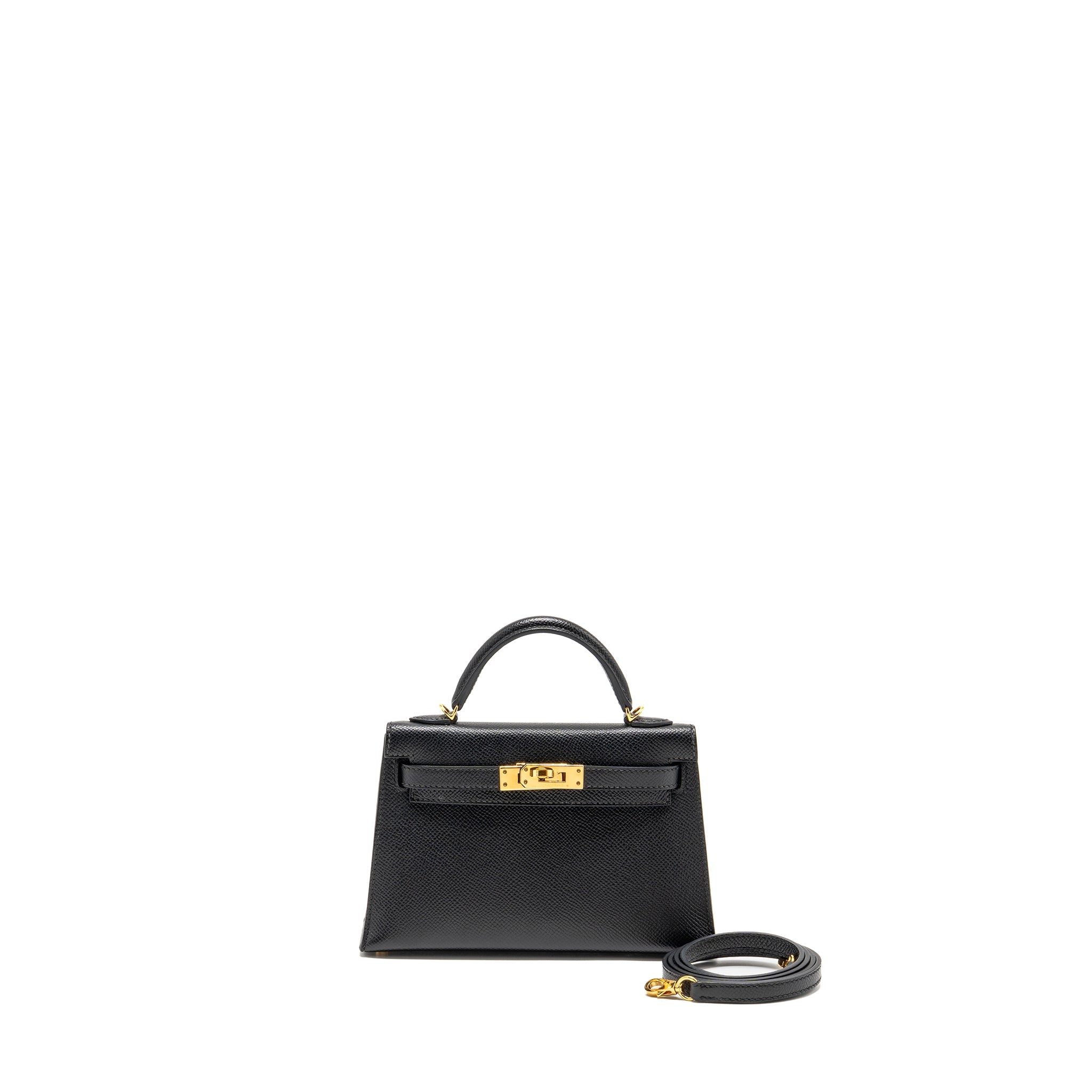 HERMES MINI KELLY II EPSOM BLACK GHW