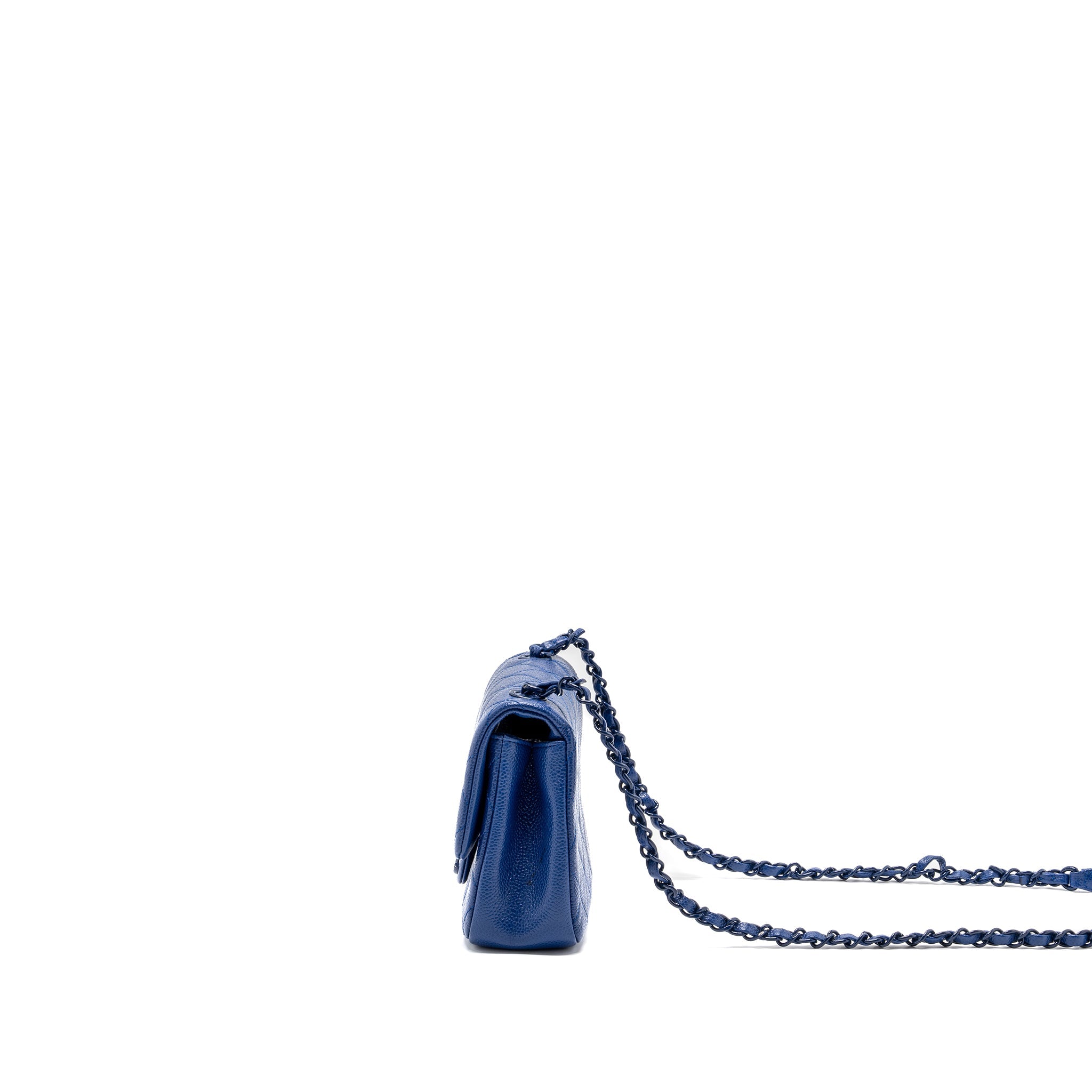 CHANEL SQUARE FLAP BAG CAVIAR BLUE WITH BLUE HARDWARE
