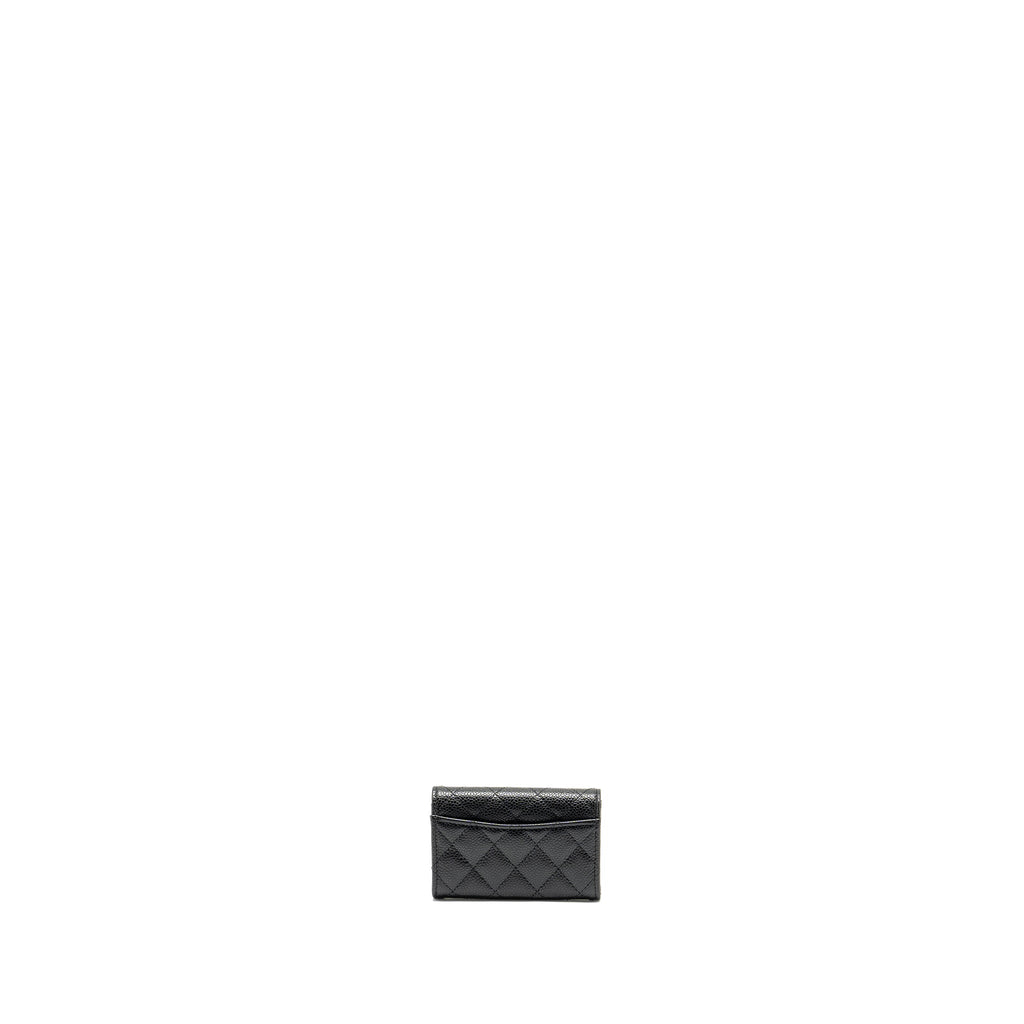 CHANEL CLASSIC FLAP CARD HOLDER CAVIAR BLACK GHW (MICROCHIP)