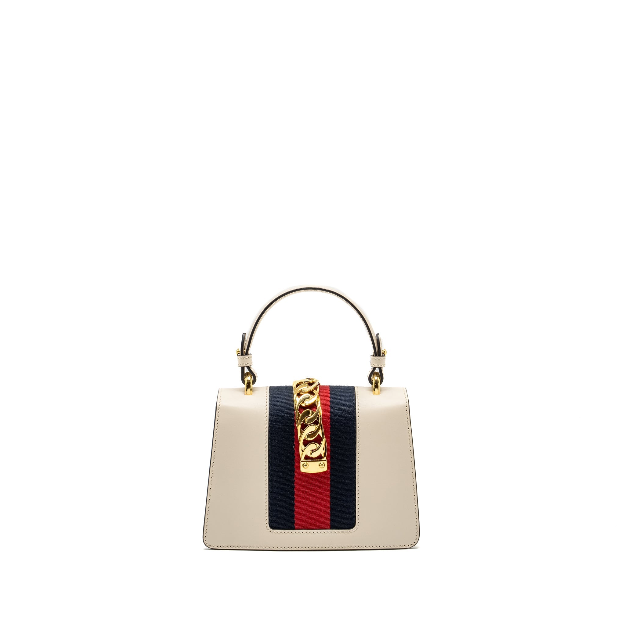 GUCCI MINI SYLVIE TOP HANDLE BAG CALFSKIN WHITE GHW