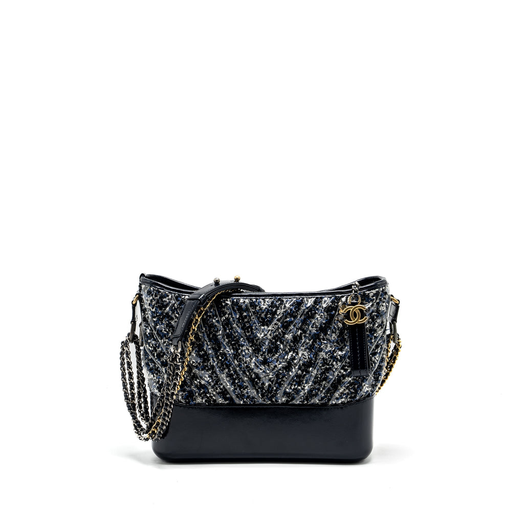 CHANEL GABRIELLE HOBO BAG CHEVRON PVC/TWEED MULTICOLOUR WITH MULTICOLOUR HARDWARE