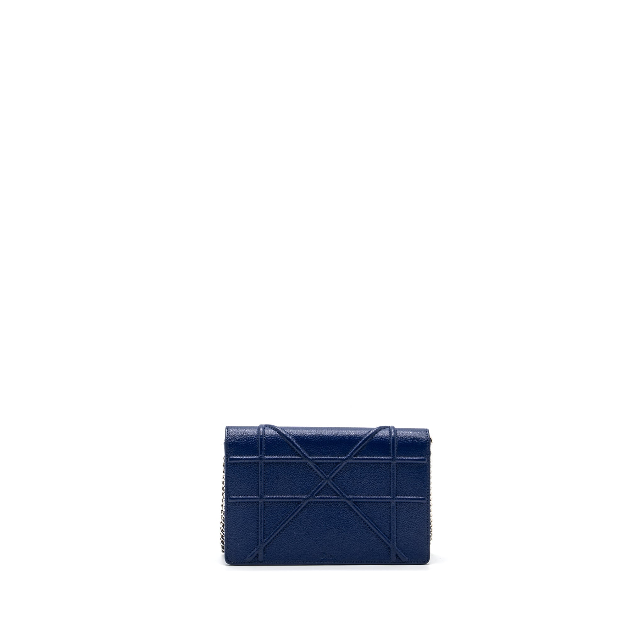DIOR DIORAMA WALLET ON CHAIN LEATHER BLUE SHW