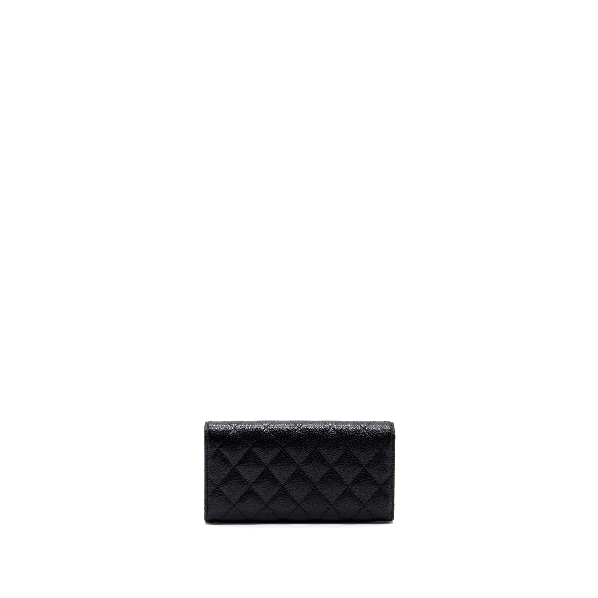 CHANEL CLASSIC FLAP WALLET GRAINED CALFSKIN BLACK GHW
