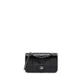 CHANEL MEDIUM CLASSIC DOUBLE FLAP BAG PYTHON BLACK SHW
