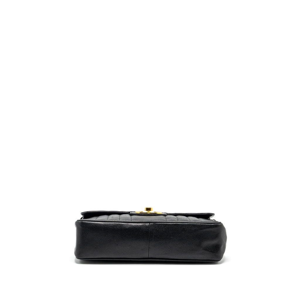 CHANEL VINTAGE VERTICAL JUMBO FLAP BAG CAVIAR BLACK GHW