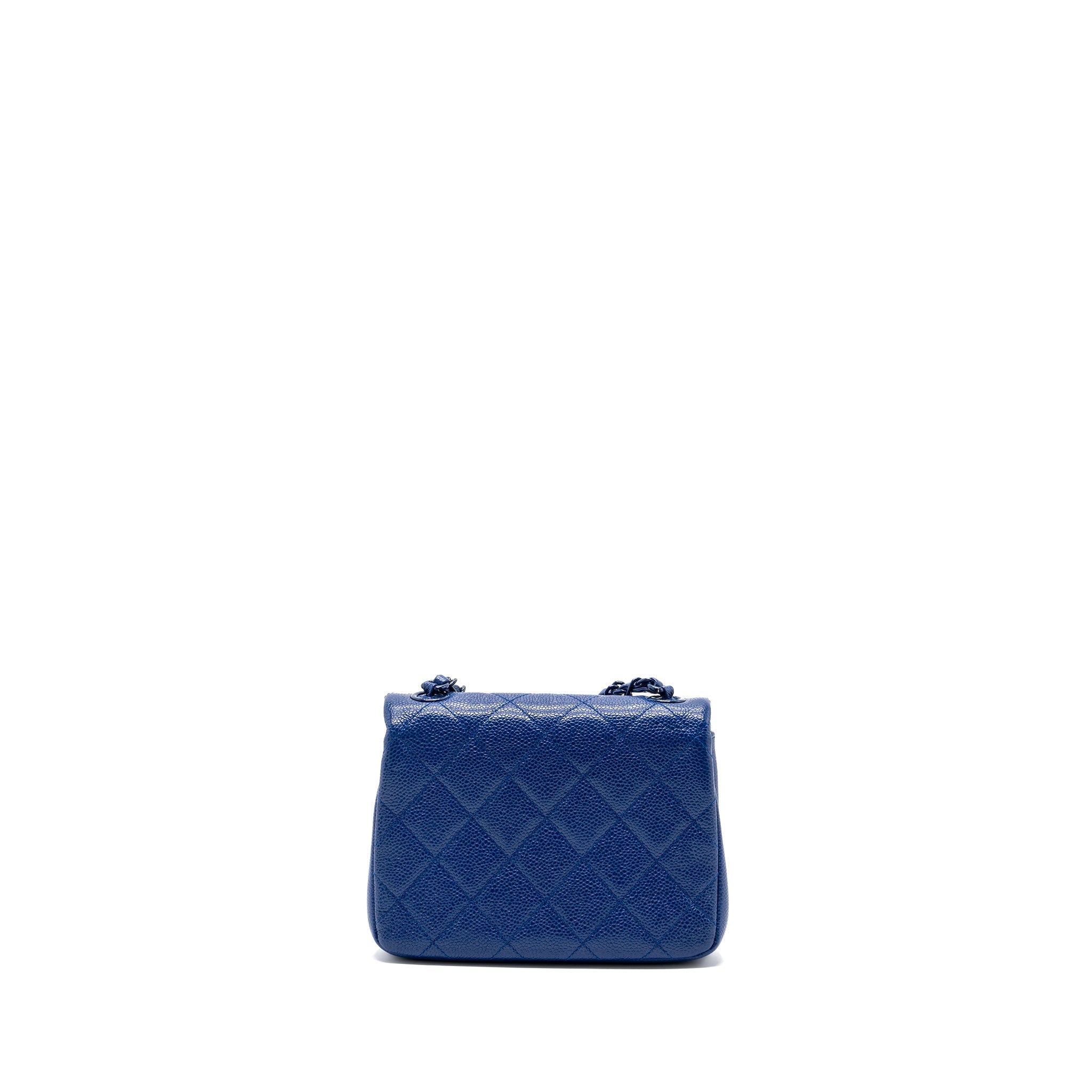 CHANEL SQUARE FLAP BAG CAVIAR BLUE WITH BLUE HARDWARE