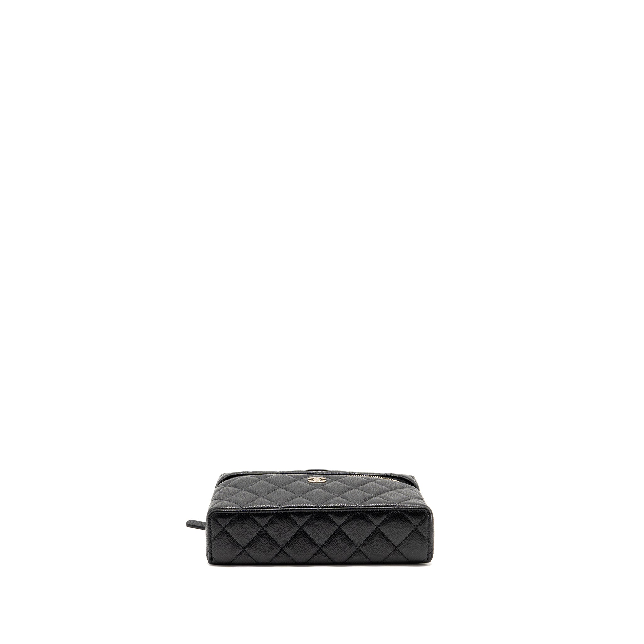 CHANEL 25P CC TOP HANDLE VANITY WITH CHAIN CAVIAR BLACK LGHW (MICROCHIP)