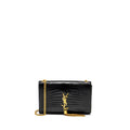 SAINT LAURENT/YSL KATE TASSEL BAG CROC-EMBOSSED CALFSKIN BLACK GHW