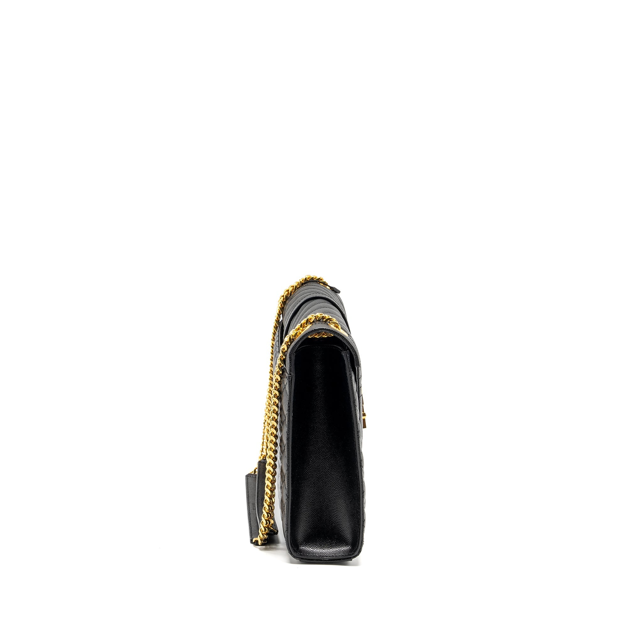 SAINT LAURENT LARGE ENVELOPE BAG CALFSKIN BLACK GHW