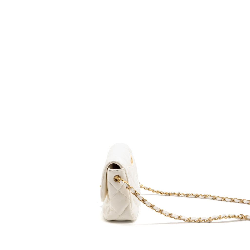 CHANEL 23S COCO LOVE SMALL FLAP BAG LAMBSKIN WHITE GHW (MICROCHIP)