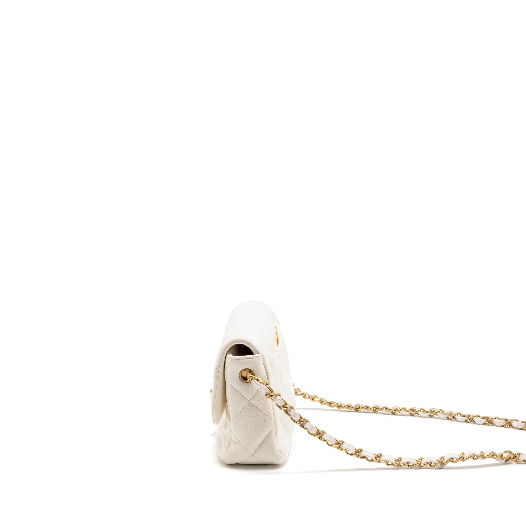 CHANEL 23S COCO LOVE SMALL FLAP BAG LAMBSKIN WHITE GHW (MICROCHIP)