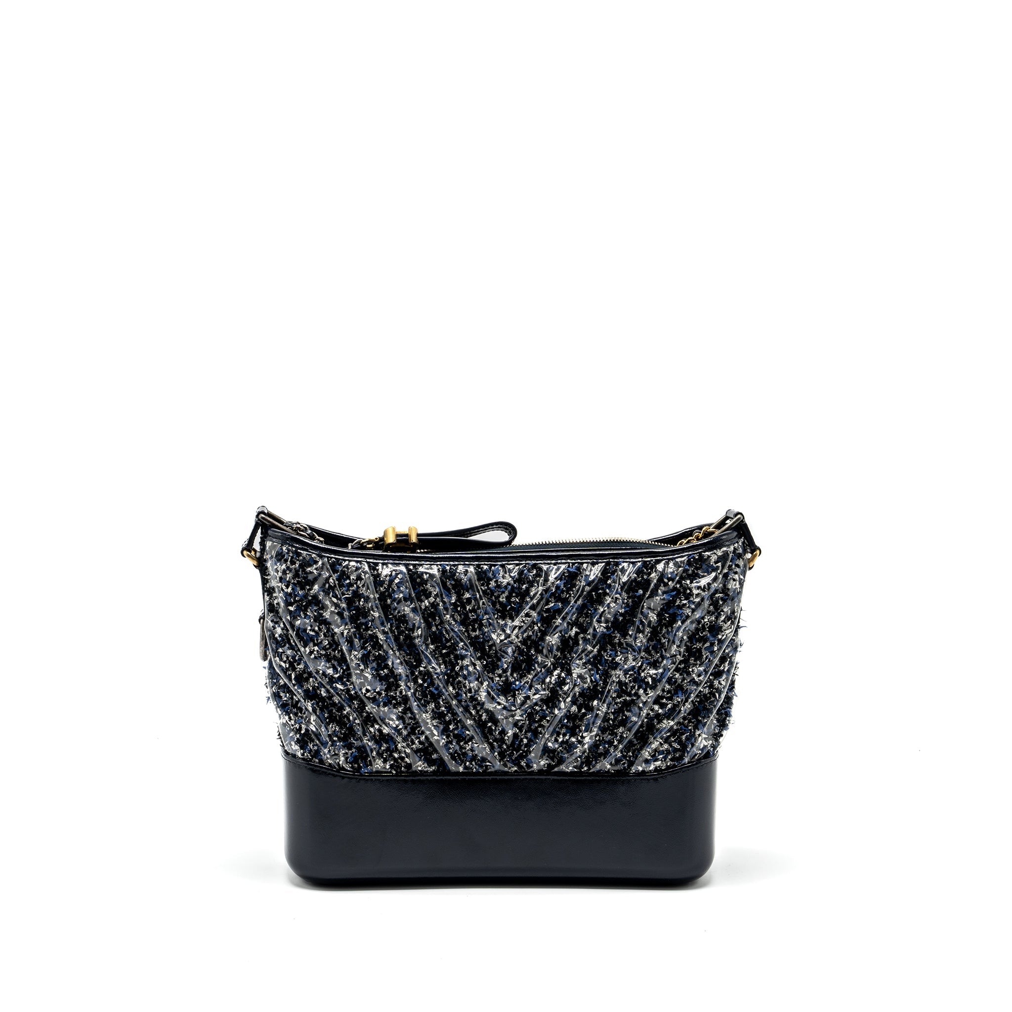 CHANEL GABRIELLE HOBO BAG CHEVRON PVC/TWEED MULTICOLOUR WITH MULTICOLOUR HARDWARE