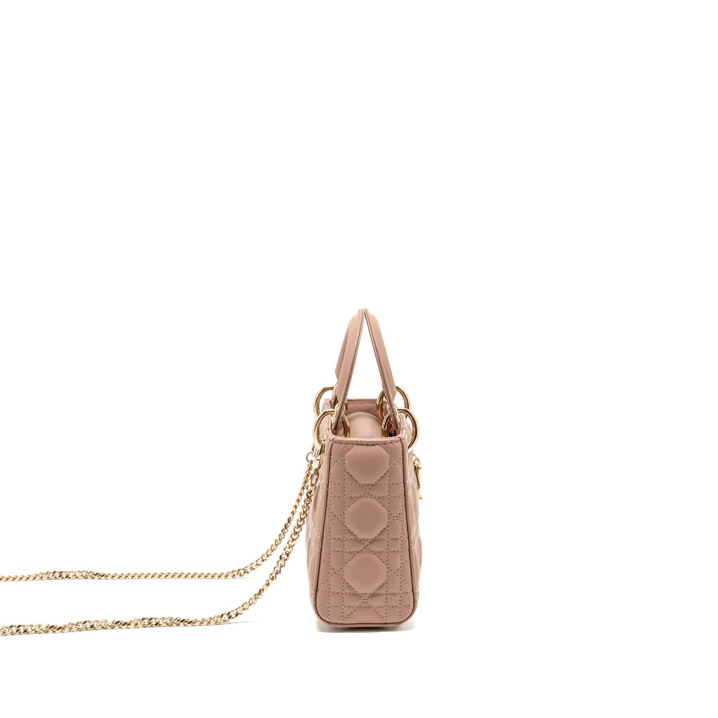 DIOR MINI LADY DIOR LAMBSKIN BLUSH LGHW