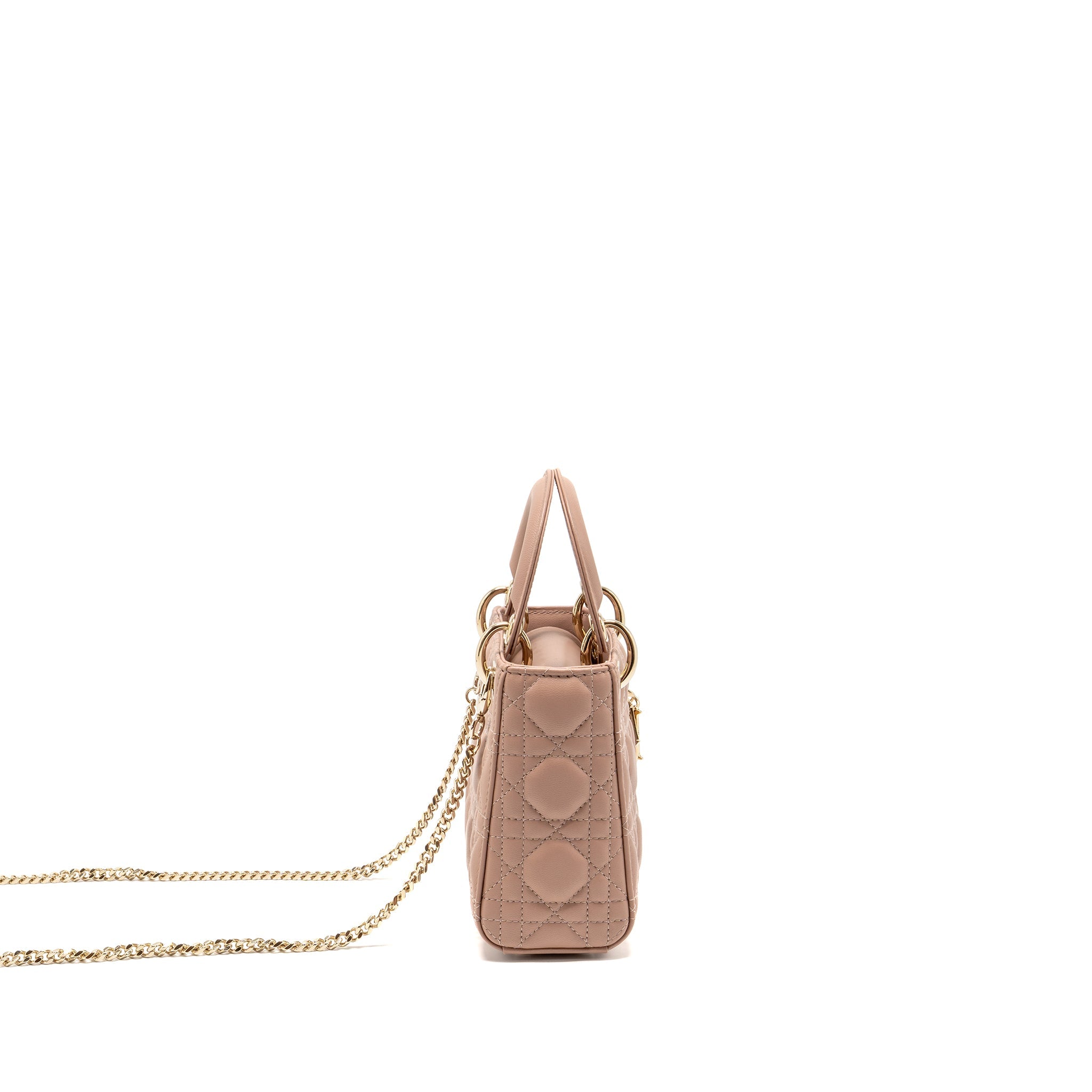 DIOR MINI LADY DIOR LAMBSKIN BLUSH LGHW
