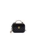 CHANEL LETTER TOP HANDLE SMALL VANITY CASE CAVIAR BLACK BRUSHED GHW(MICROCHIP)