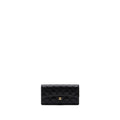 CHANEL CLASSIC FLAP WALLET GRAINED CALFSKIN BLACK GHW