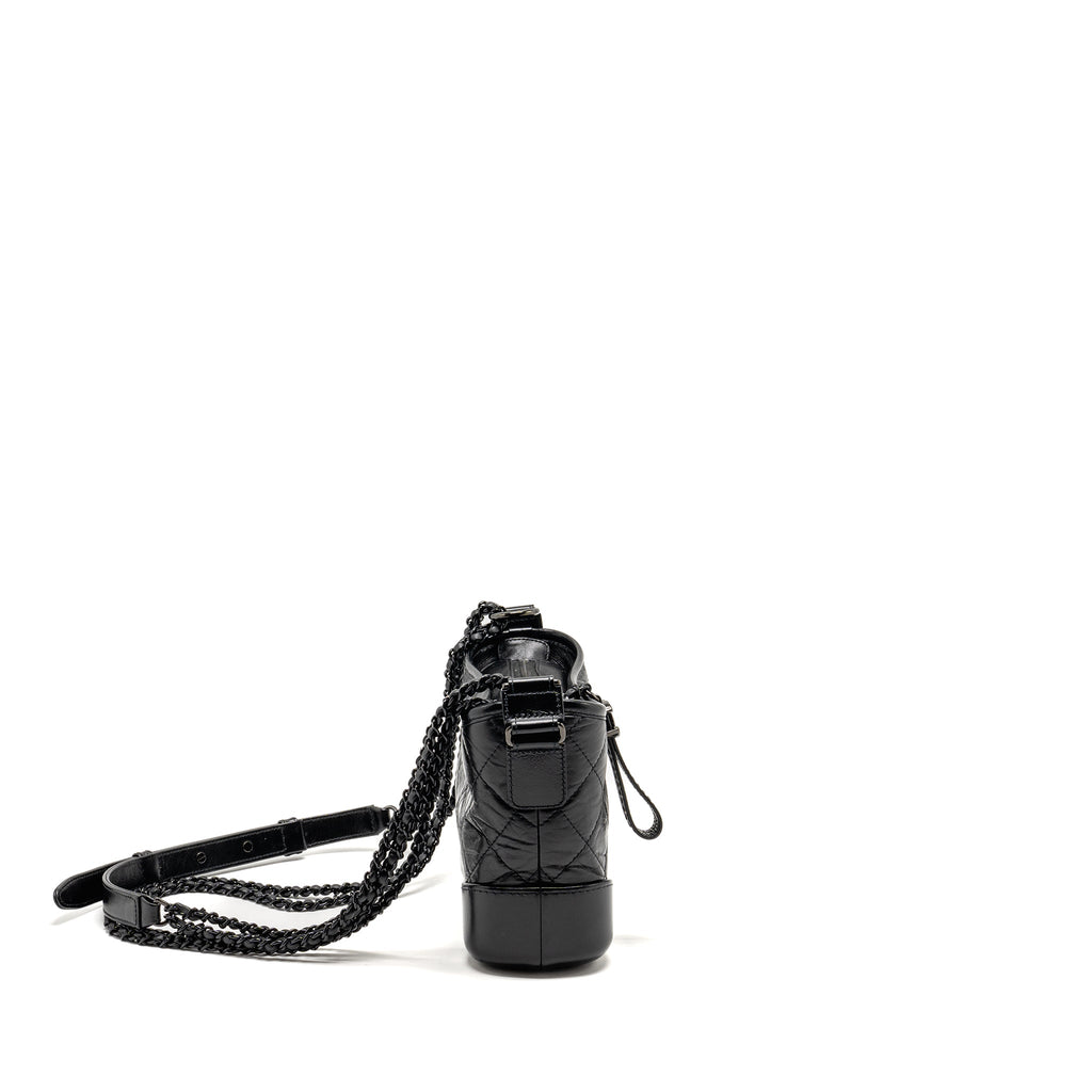 CHANEL SMALL GABRIELLE HOBO BAG AGED CALFSKIN SO BLACK
