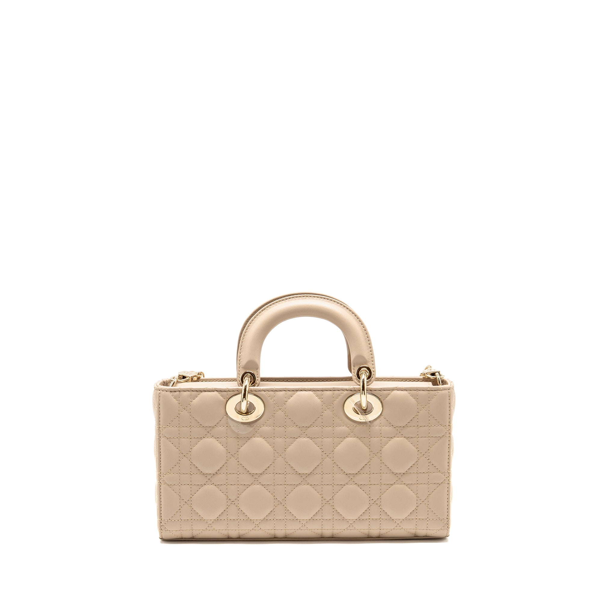 DIOR MEDIUM LADY D-JOY BAG CANNAGE LAMBSKIN POWDER BEIGE LGHW