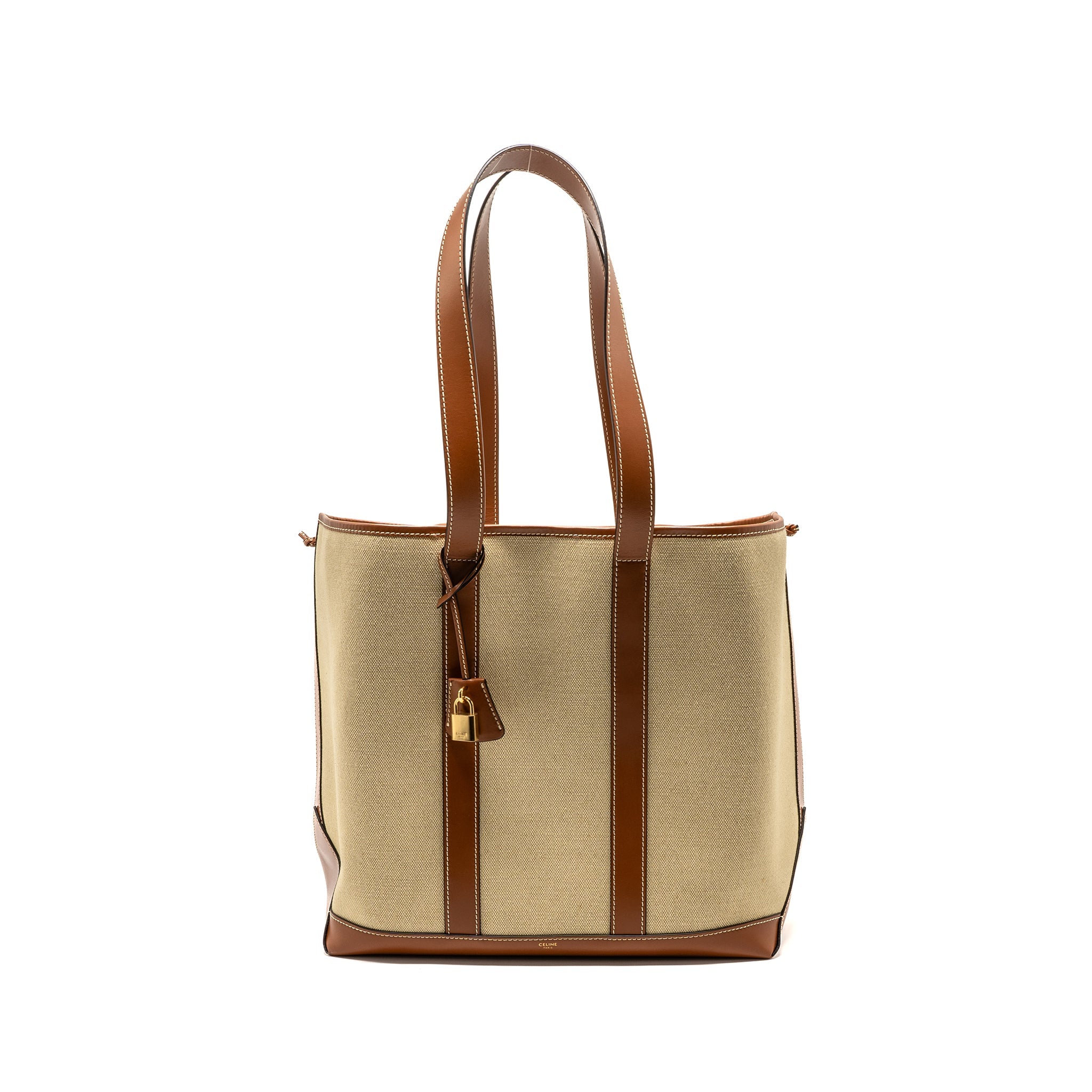 CELINE CABAS MARIN CANVAS / CALFSKIN NATURAL / TAN / MULTICOLOUR GHW