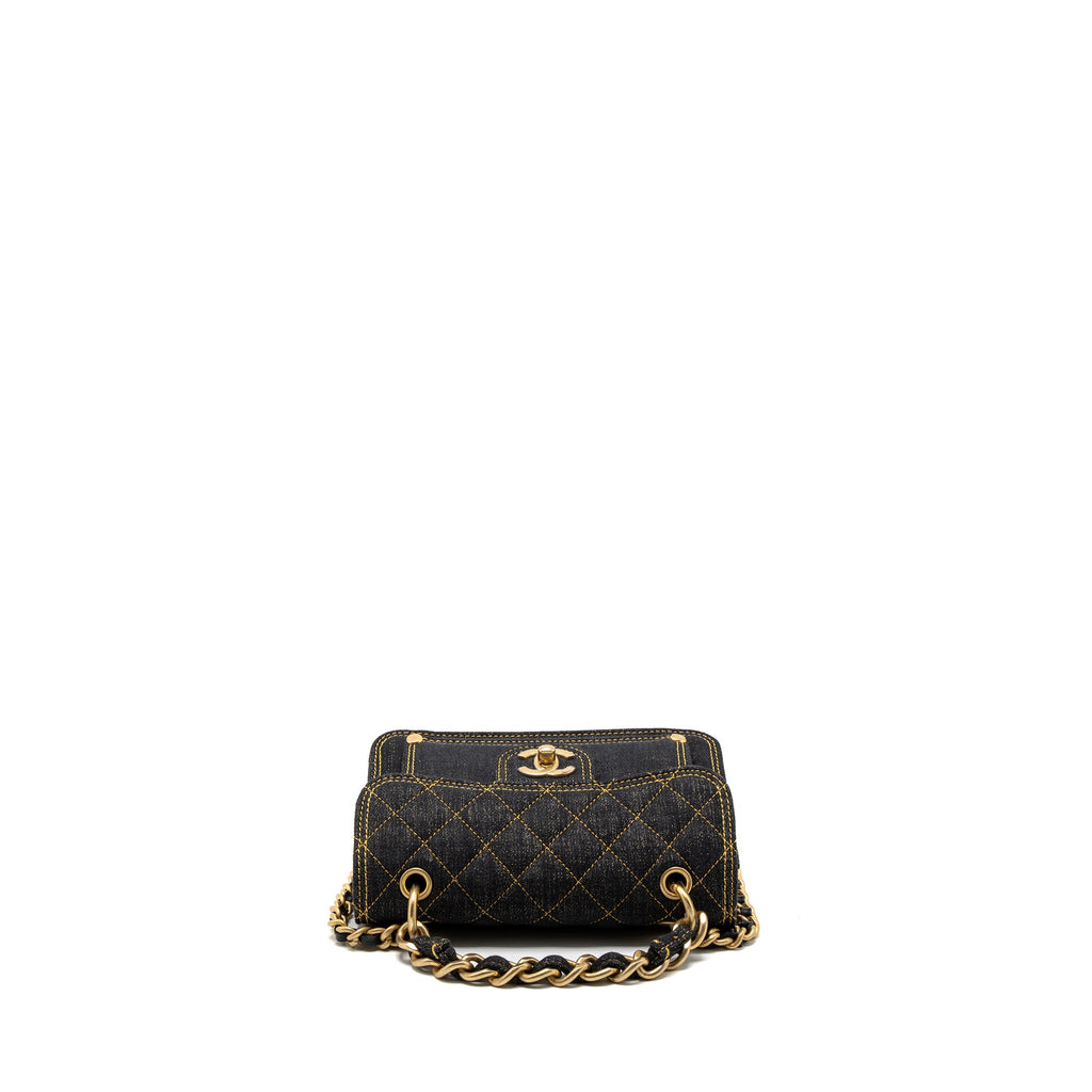 CHANEL 23S FLAP BAG DENIM DARK BLUE BRUSHED GHW (MICROCHIP)