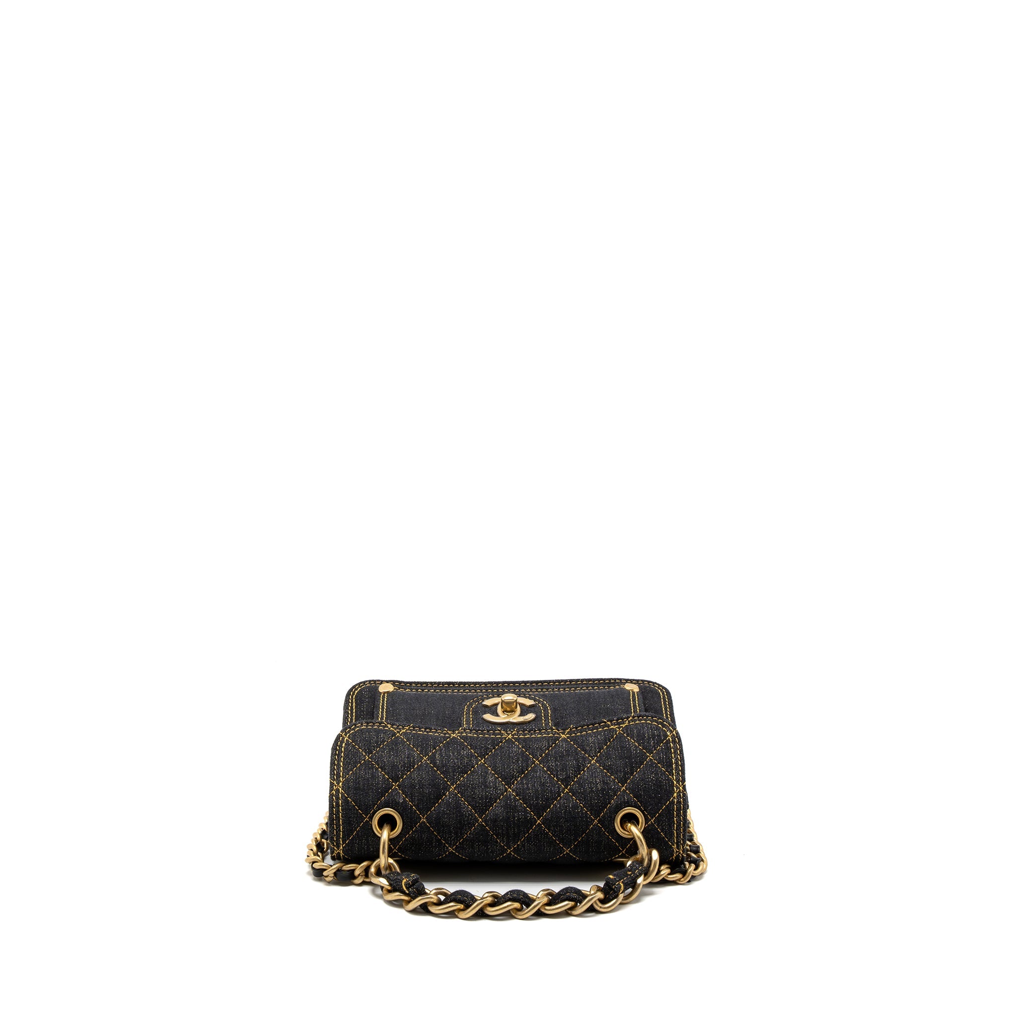CHANEL 23S FLAP BAG DENIM DARK BLUE BRUSHED GHW (MICROCHIP)