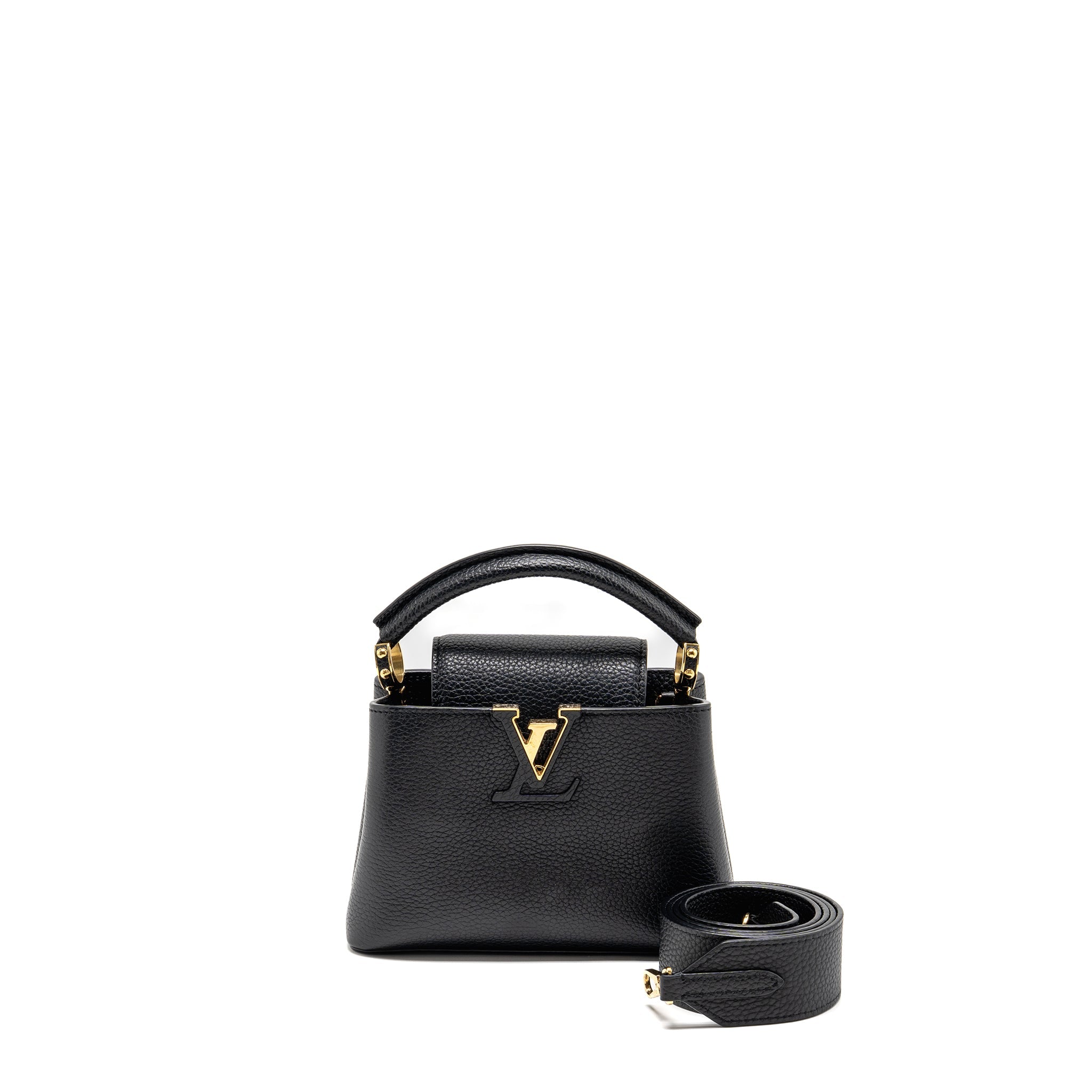 LOUIS VUITTON CAPUCINES MINI TAURILLON BLACK GHW