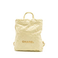 CHANEL 23P SMALL 22 BACKPACK SHINY CALFSKIN LIGHT YELLOW BRUSHED GHW(MICROCHIP)
