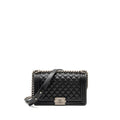 CHANEL MEDIUM BOY BAG CAVIAR BLACK RUTHENIUM SILVER HARDWARE (MICROCHIP)