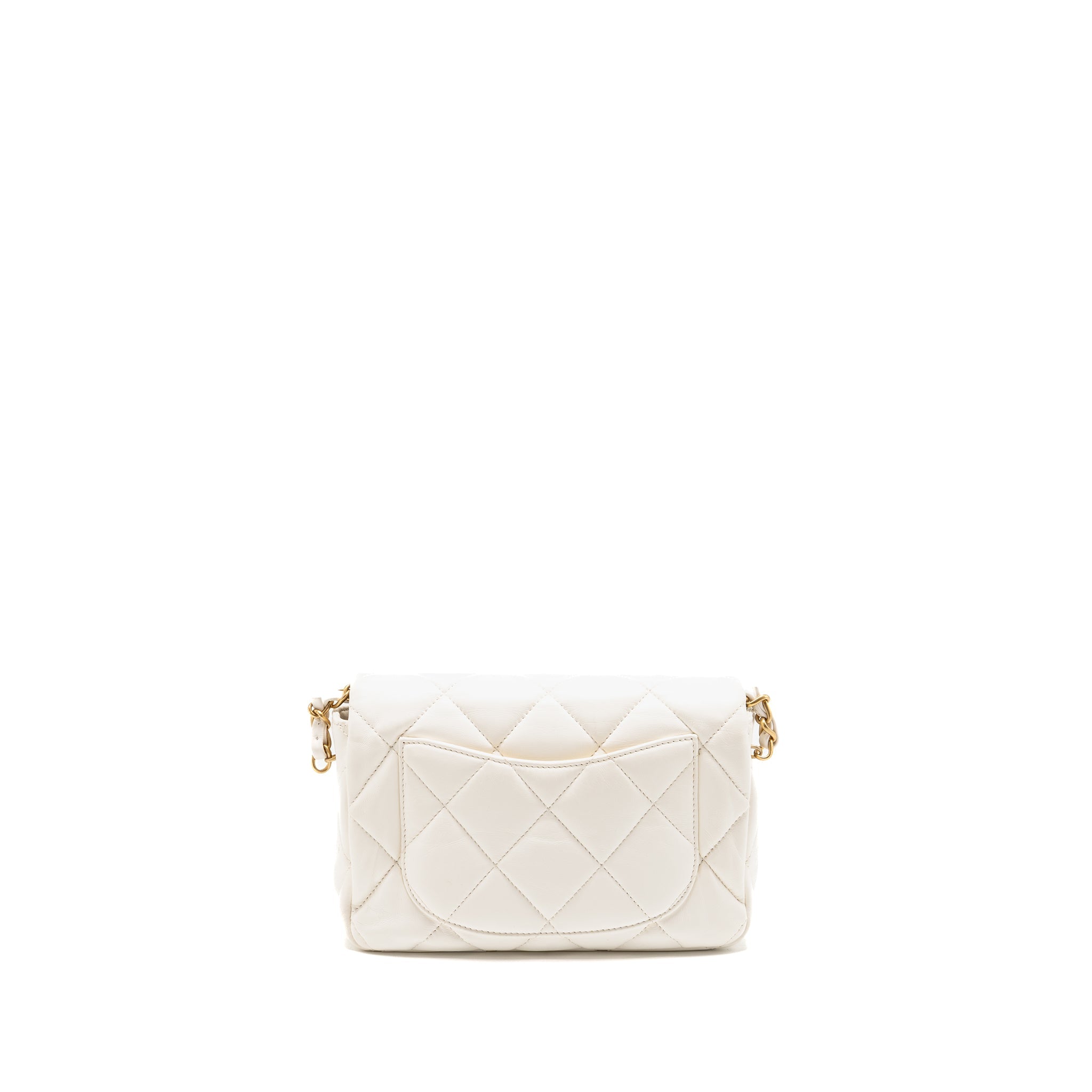 CHANEL 23S COCO LOVE SMALL FLAP BAG LAMBSKIN WHITE GHW (MICROCHIP)
